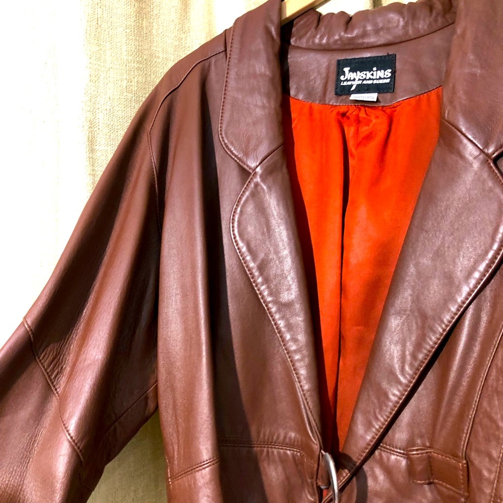 Jayskin Brown Leather Jacket with Silver Hook Closure